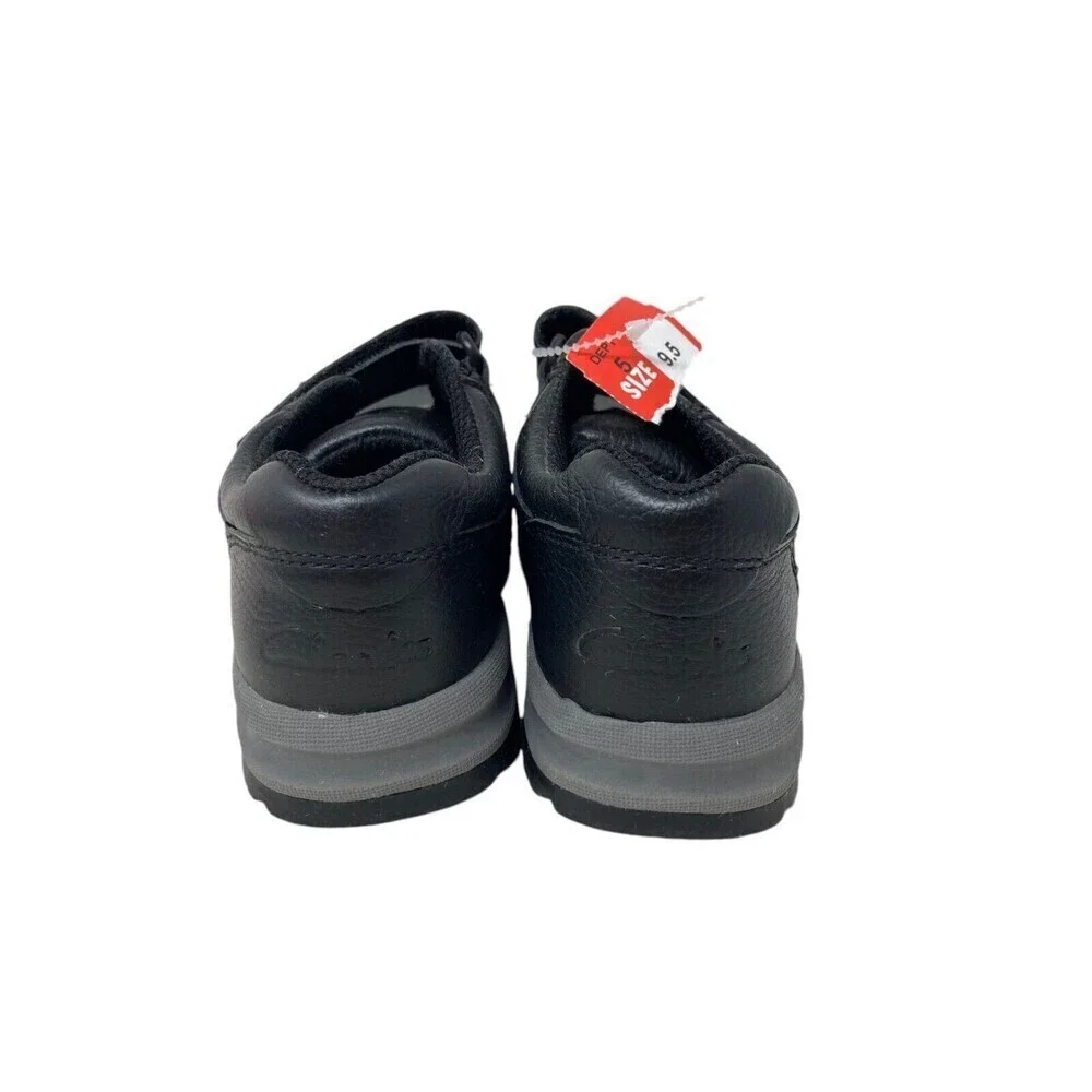 Clarks Caribou Sneakers Kids Size 9 9.5 M Black Gray Leather Hook Loop Closure